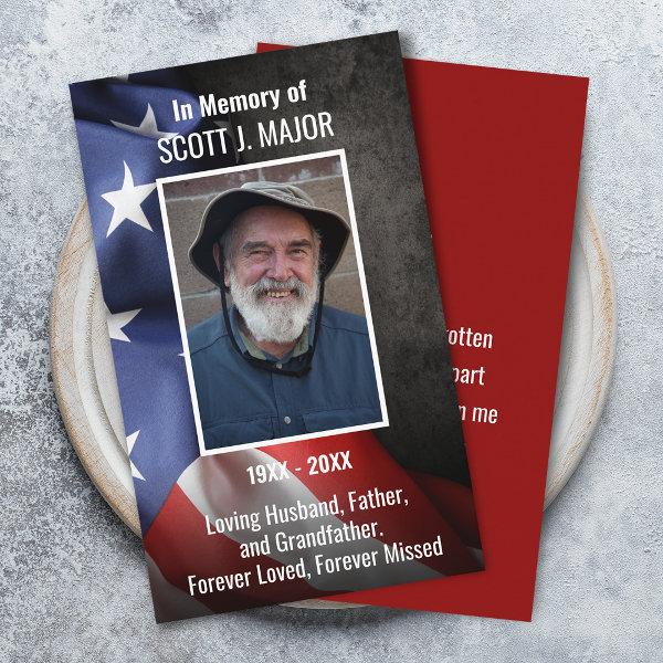 USA Flag Funeral Memorial Prayer Photo Card