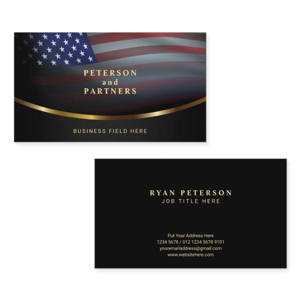 USA Flag | Gradation Concave Gold | Black