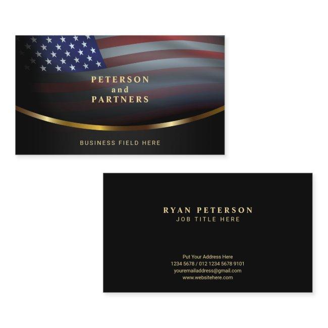 USA Flag | Gradation Concave Gold | Black
