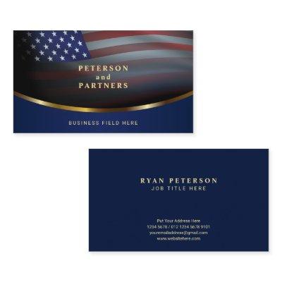 USA Flag | Gradation Concave Gold | Dark Blue