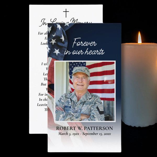 USA Flag Military Funeral Memorial Prayer Card