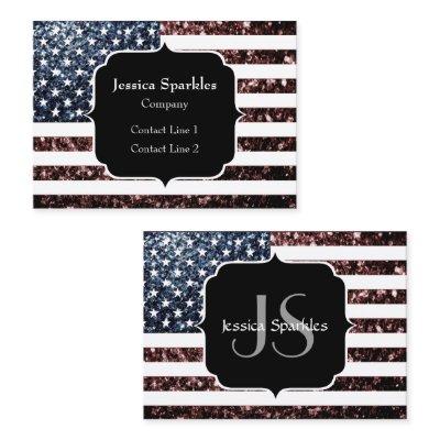 USA flag red blue vintage sparkle glitter Monogram