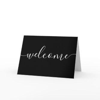 Vacation Rental Black Welcome Note Card
