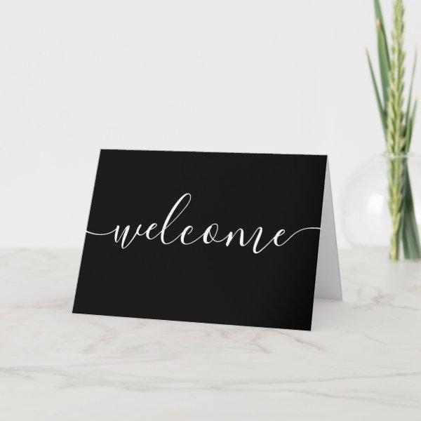 Vacation Rental Black Welcome Note Card