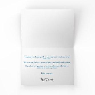 Vacation Rental Sea Blue Welcome Note Card 2