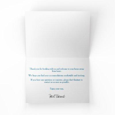 Vacation Rental Sea Blue Welcome Note Card 2