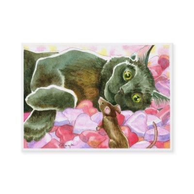 Valentine Black Cat Double sided ACEO print