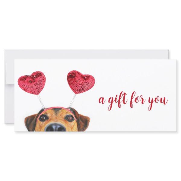 Valentine's Day Cute Fun Dog Headband Gift Card