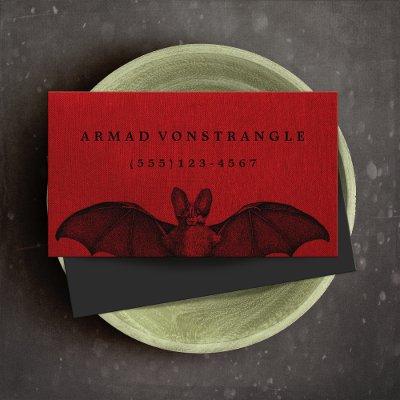 Vampire Bat Red Halloween  Calling Card