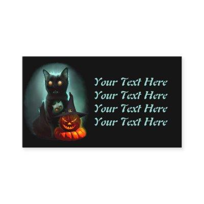 Vampire Cat and Wizard Pumpkin Halloween Surreal