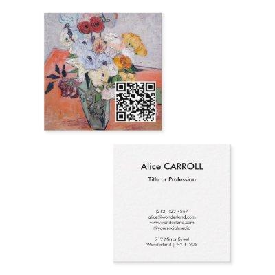 Van Gogh - Vase with Roses & Anemones - QR Code Square