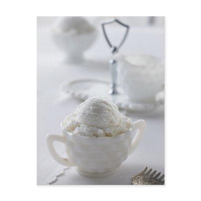 Vanilla ice cream in a white environment postcard
