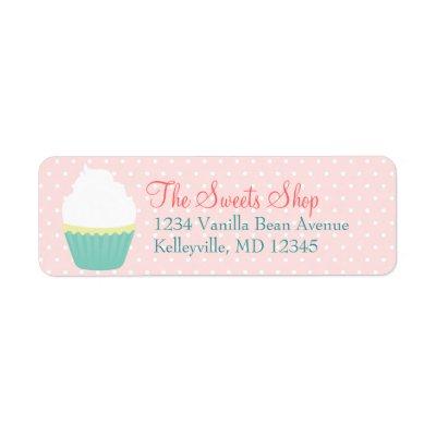 Vanilla Swirl Cupcake Teal - Return Address Labels