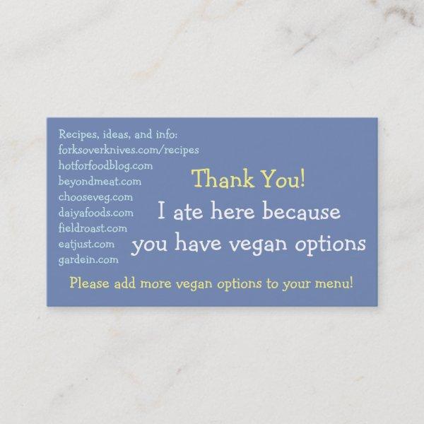 Vegan Restaurant Cards
