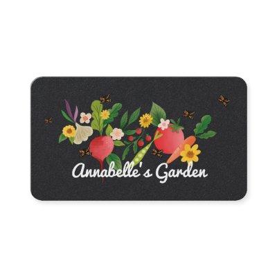 Vegetable Garden Medley & Butterflies Rustic Black