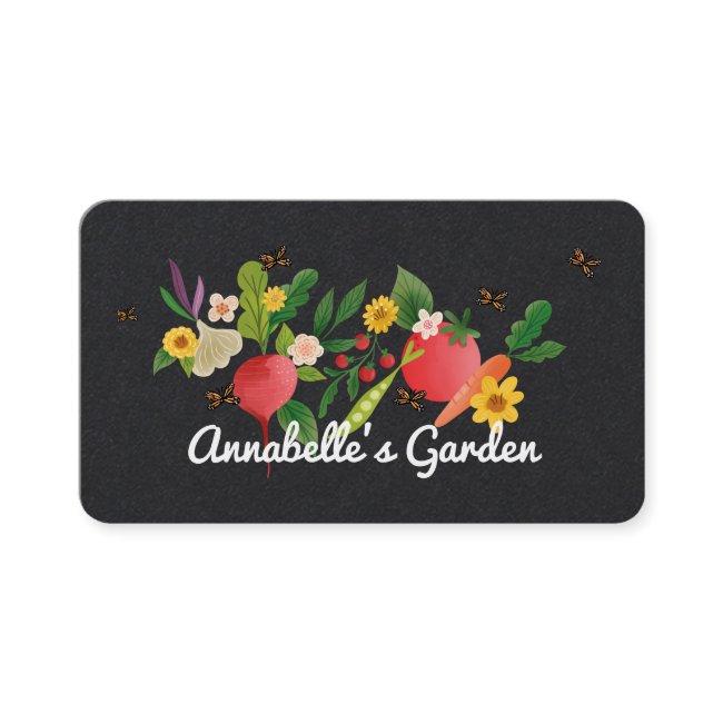 Vegetable Garden Medley & Butterflies Rustic Black