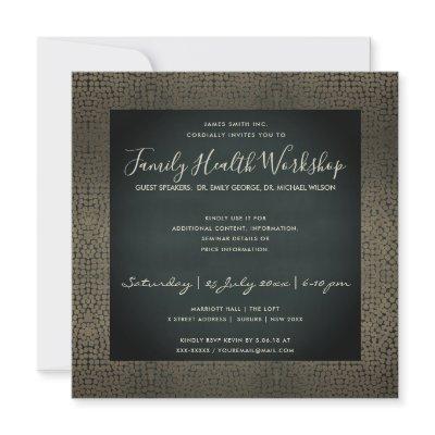 VELVET NAVY FAUX COPPER MOSAIC DOTS WORKSHOP EVENT INVITATION