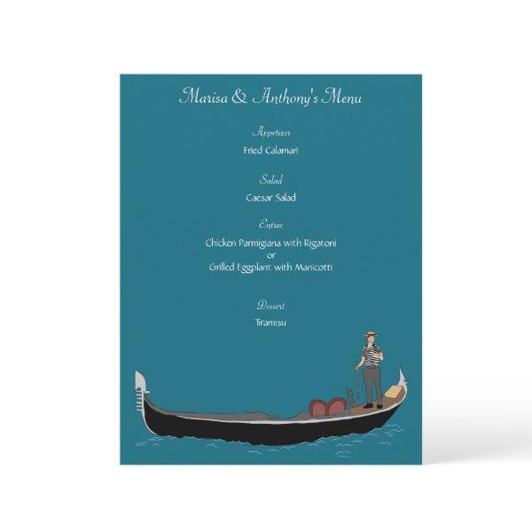 Venice, Italy Gondola and Gondolier Custom Menu Letterhead