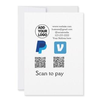 Venmo paypal scan to pay add q r code logo text na holiday card