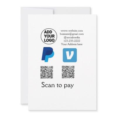 Venmo paypal scan to pay add q r code logo text na holiday card