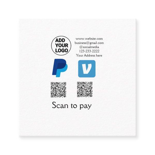 Venmo paypal scan to pay add q r code logo text na square