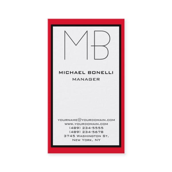 Vertical black red border monogram