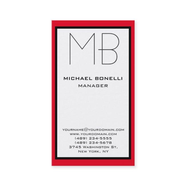Vertical black red border monogram