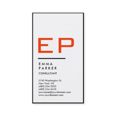 Vertical Black White Border Trendy Red Monogram
