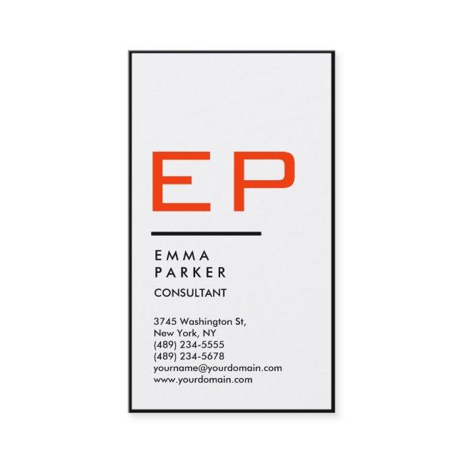 Vertical Black White Border Trendy Red Monogram