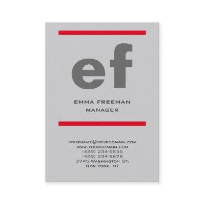 Vertical modern light grey huge monogram red lines