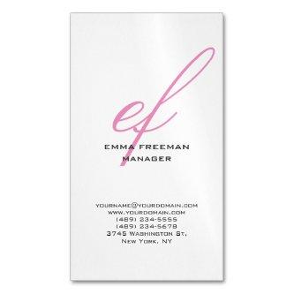 Vertical modern pink grey white huge monogram  magnet