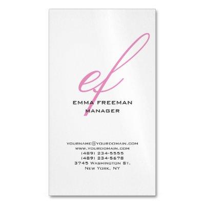 Vertical modern pink grey white huge monogram  magnet