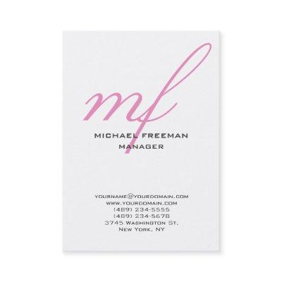 Vertical modern pink white handwriting monogram