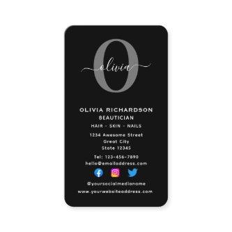 Vertical Monogram Script Name Black White Grey