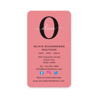 Vertical Monogram Script Name Black White Pink