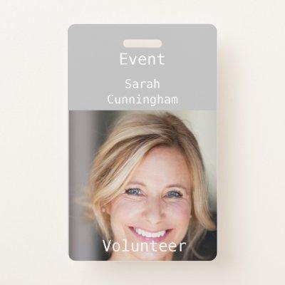 Vertical Photo ID Badge for a Volunteer