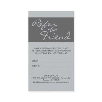Vertical simple gray refer a friend cards
