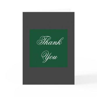 Vertical Thank You Gray Green Script Greeting Card