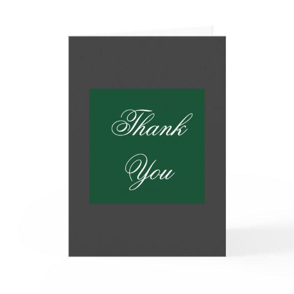Vertical Thank You Gray Green Script Greeting Card