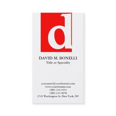 Vertical trendy modern red white monogram