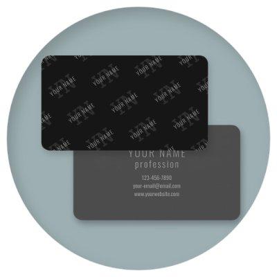 Very Dark Gray & Black Monogram Name Pattern