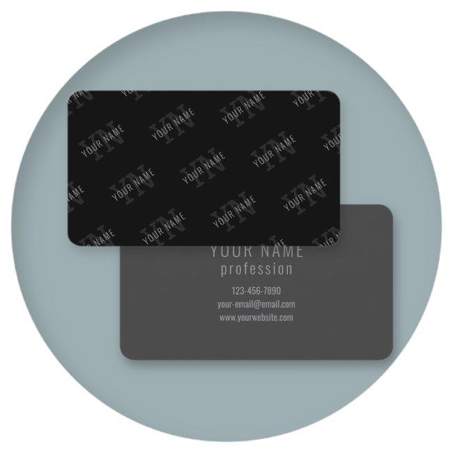 Very Dark Gray & Black Monogram Name Pattern