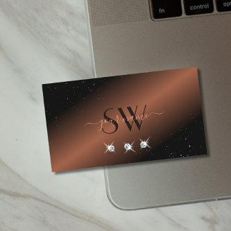 Very Elegant Black Brown Sparkle Diamonds Initials