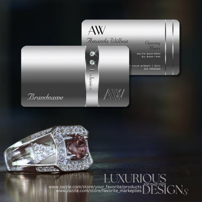 Very Elegant Silver Shimmery Diamonds and Initials