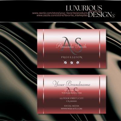 Very Elegant Wine Red Shimmery Diamonds Initials