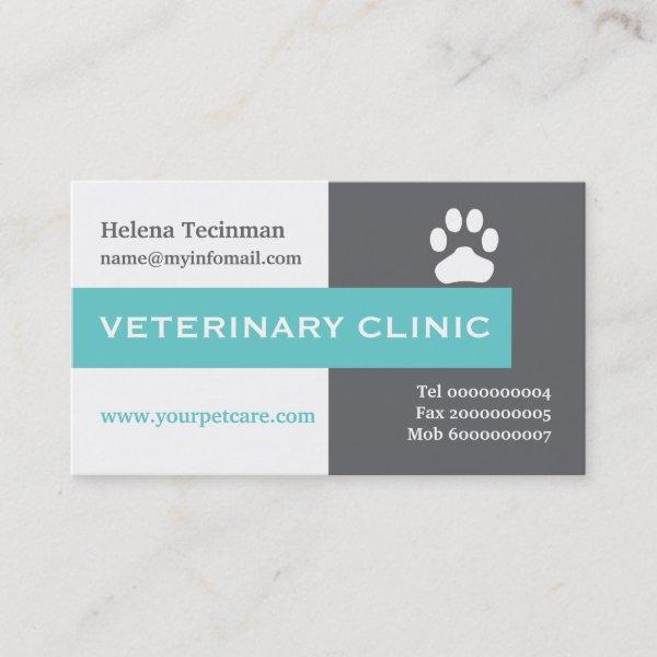 Vet/Veterinary Clinic, paw aqua eye-catching