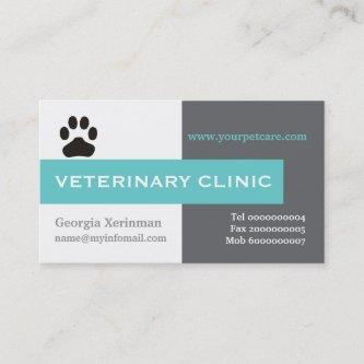 Vet/Veterinary Clinic, paw aqua eye-catching