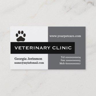 Vet/Veterinary Clinic, paw black grey eye-catching
