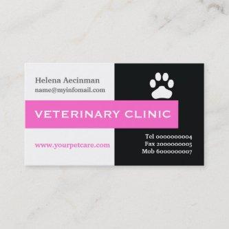 Vet/Veterinary Clinic, paw hot pink eye-catching