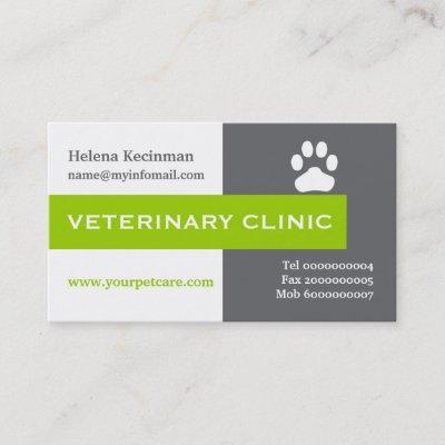 Vet/Veterinary Clinic, paw lime green eye-catching